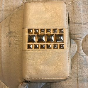 Aldo off white wallet with gold studs